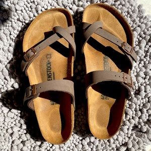 Birkenstock Mayari Birko-Flor Sandal - 9-9.5US - Mocha -  Leather Lining